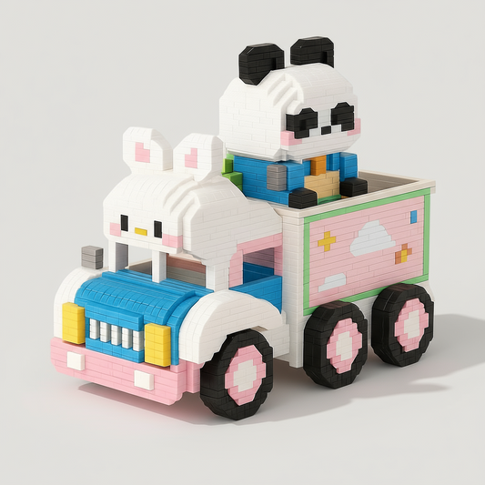 Panda in trein | Pennenbakje | Bouwsteentjes