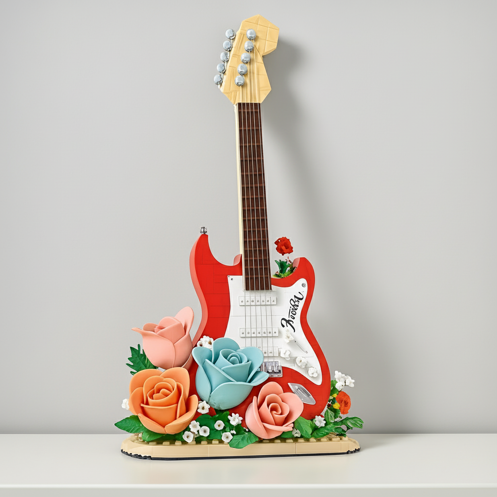 Gitaar met bloemen | Bouwsteentjes