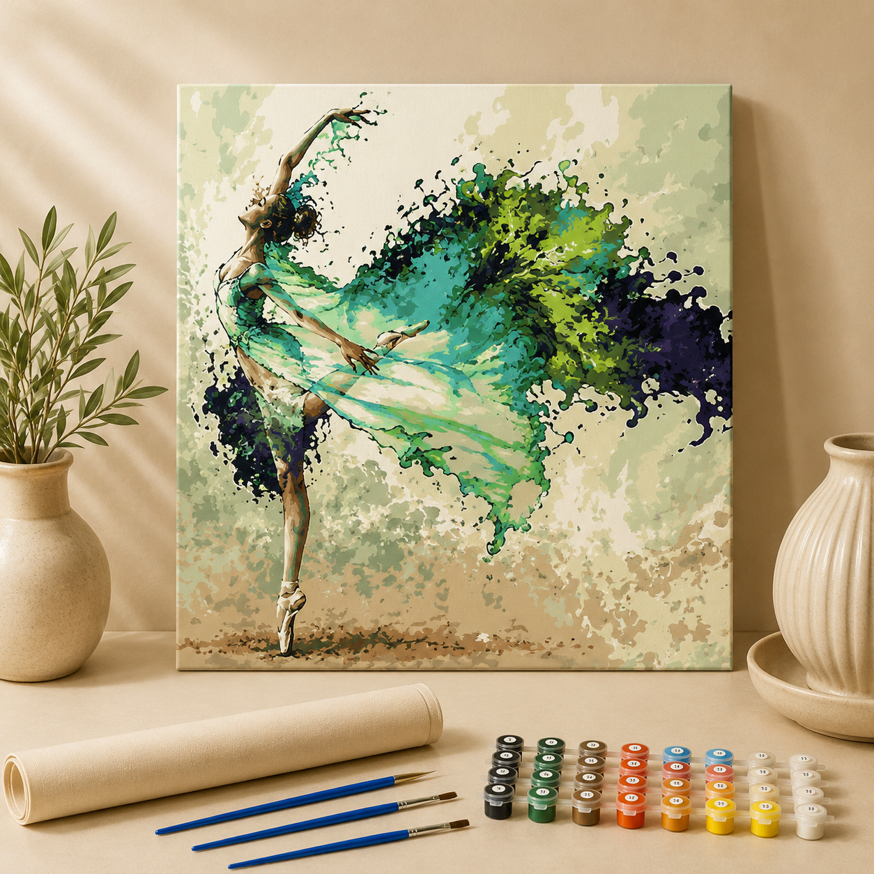 Groene ballerina | Schilderen op Nummer