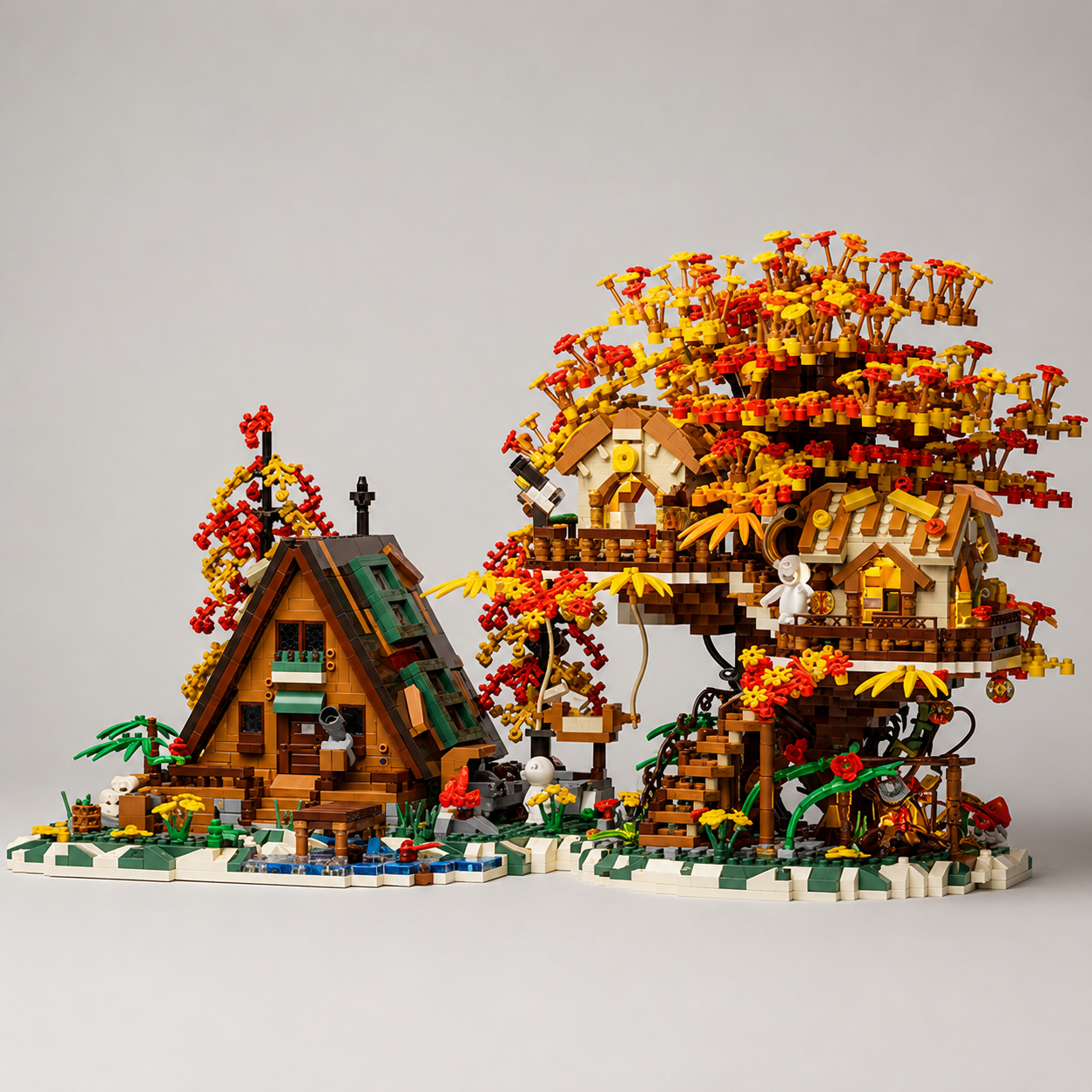 Herfst huis met boomhut | Bouwsteentjes