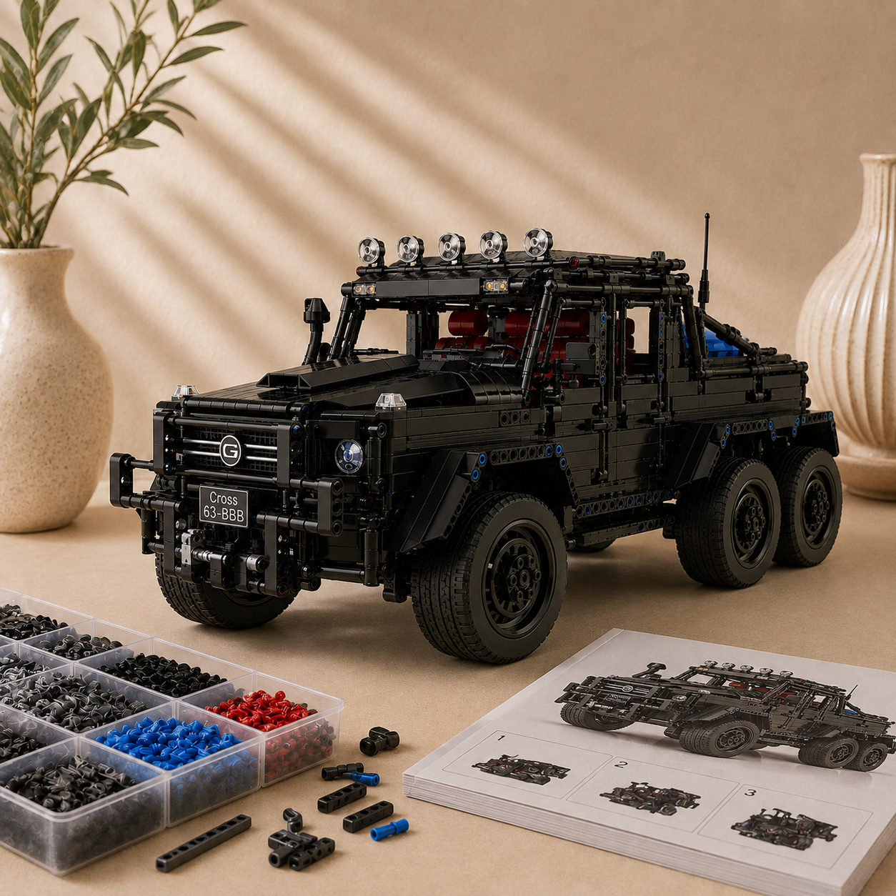 Mega Zwarte 6x6 Terreinwagen | Bouwsteentjes