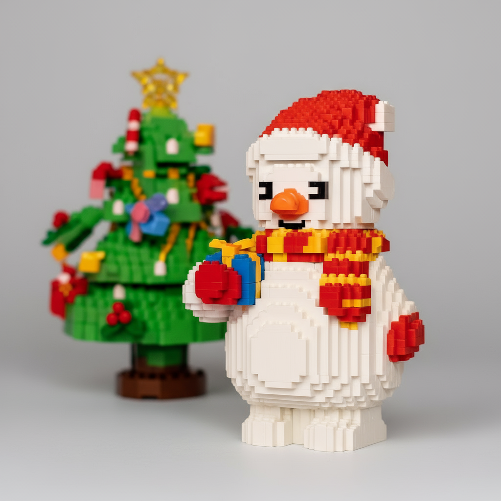 Sneeuwpop met sjaal | Bouwsteentjes