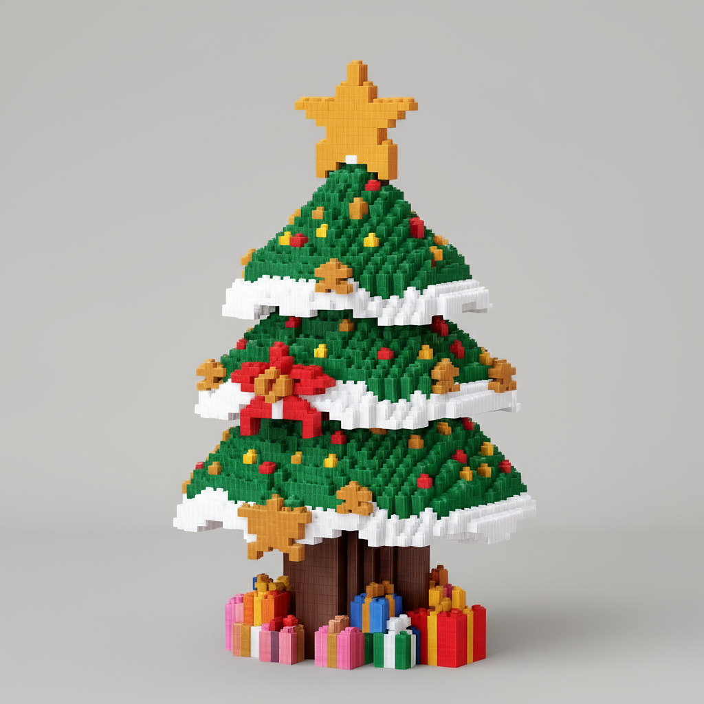 Kerstboom met ster | Bouwsteentjes