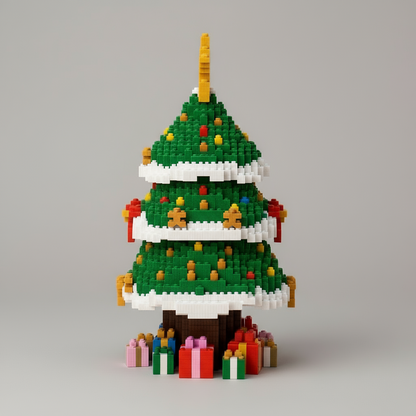 Kerstboom met ster | Bouwsteentjes