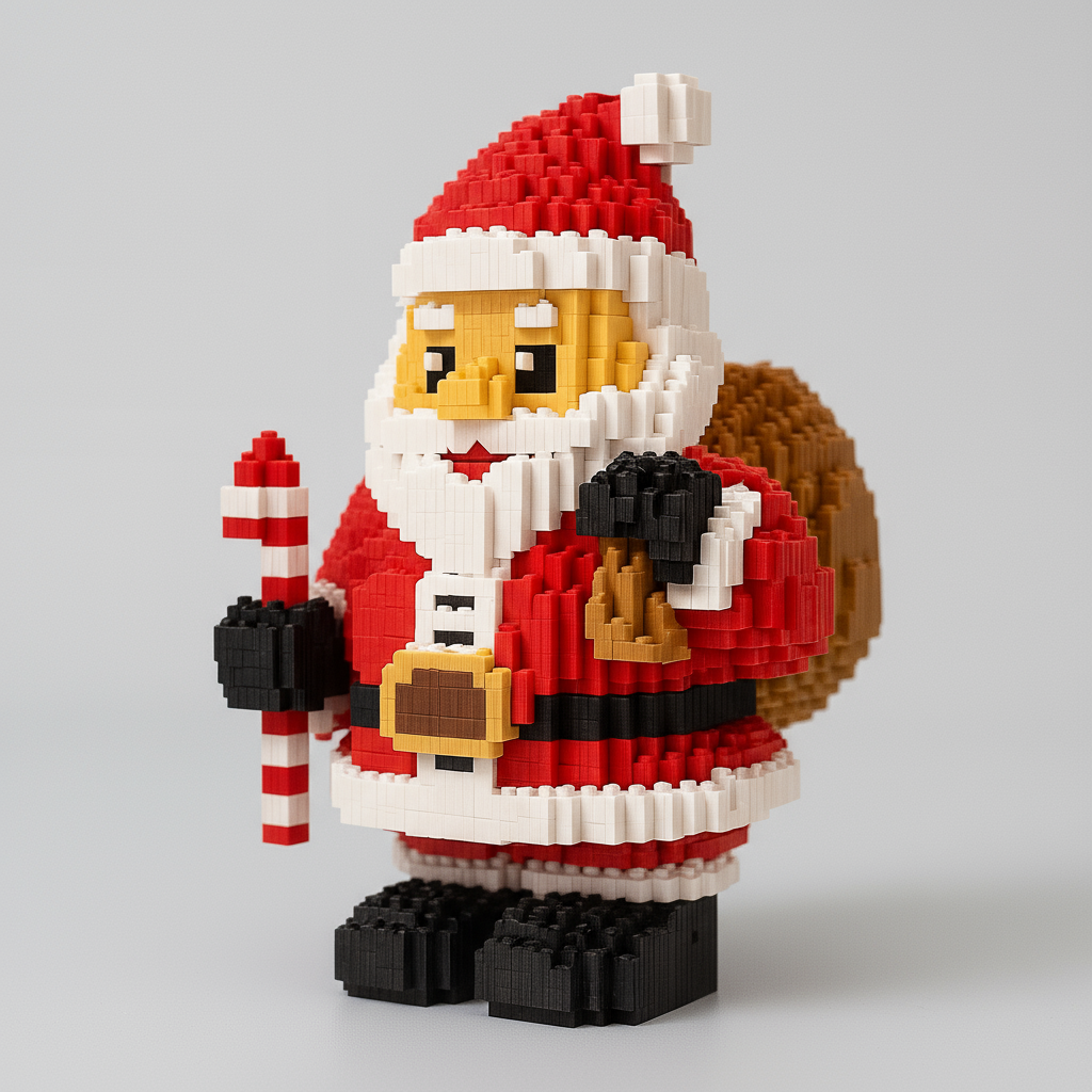 Kerstman met Zuurstok | Bouwsteentjes