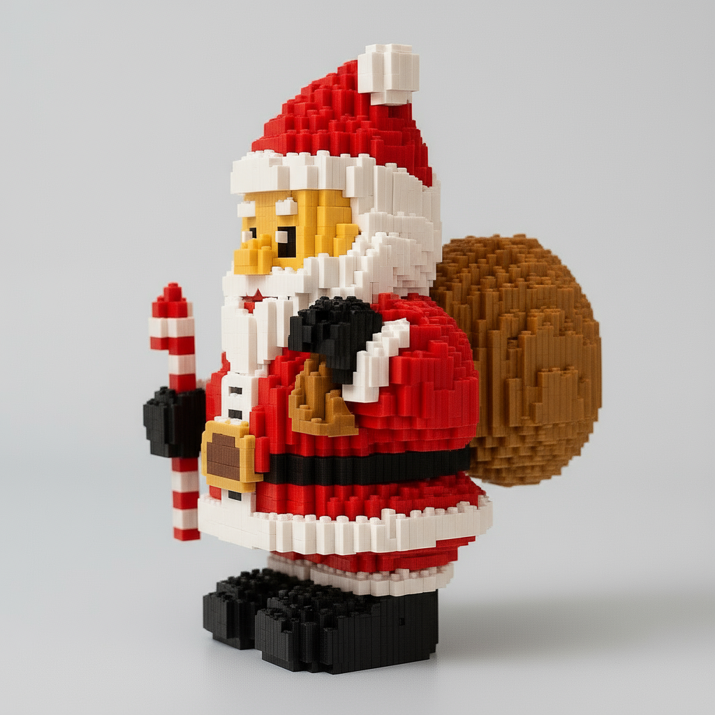 Kerstman met Zuurstok | Bouwsteentjes
