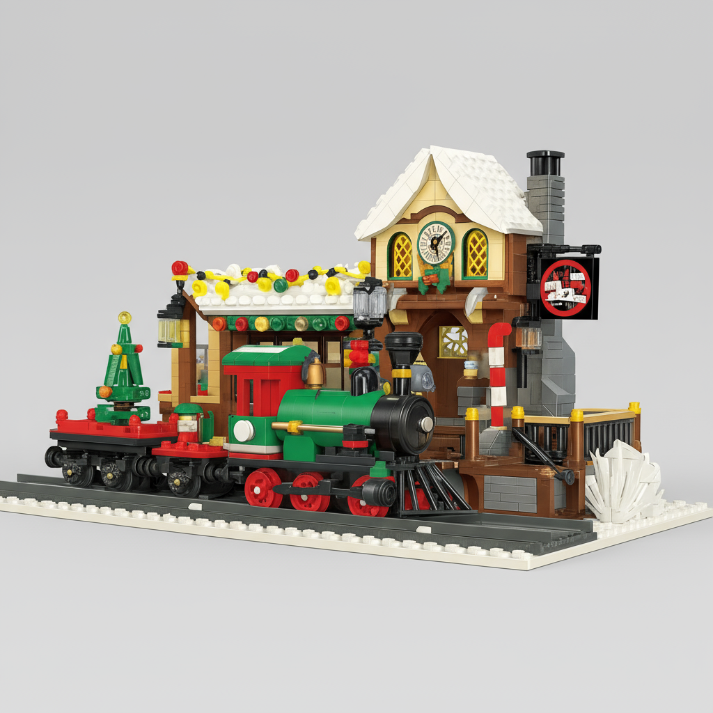 Kerst Trein station | Bouwsteentjes