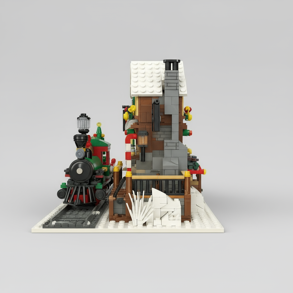 Kerst Trein station | Bouwsteentjes