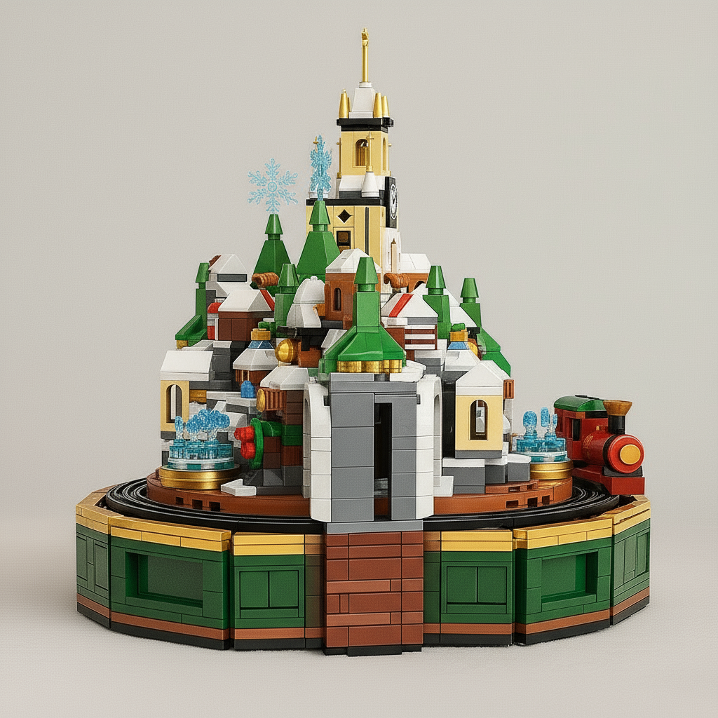 Kerstdorp muziekbox | Bouwsteentjes