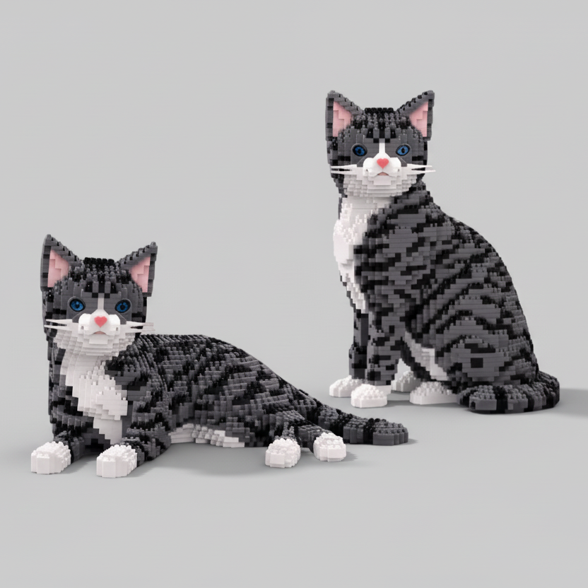 2 in 1 Tabby kat | Bouwsteentjes