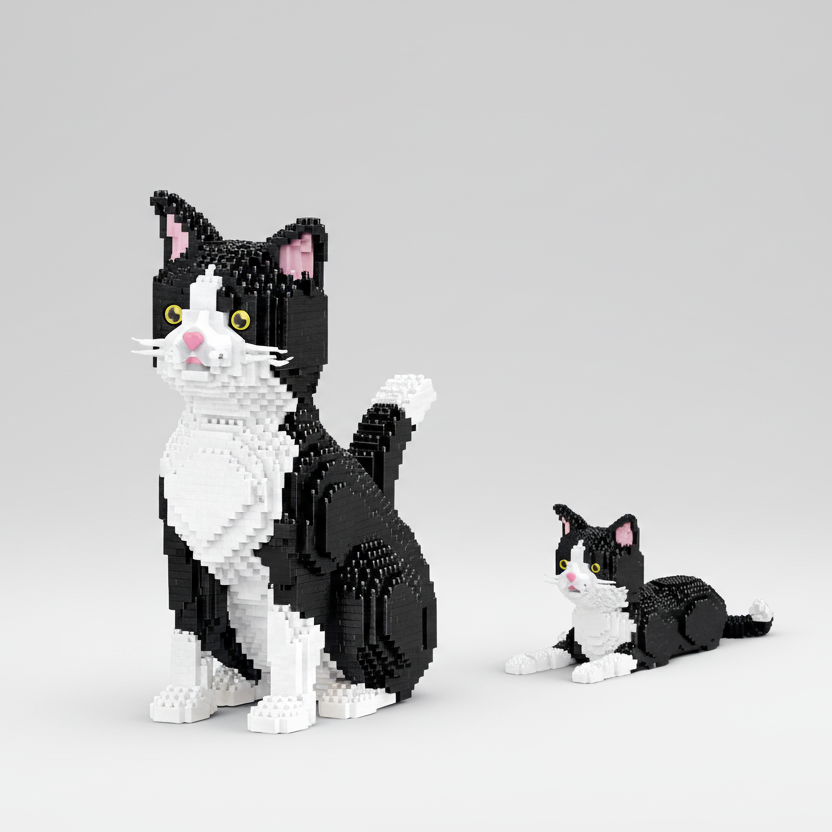 2 in 1 Zwart/wit kat | Bouwsteentjes