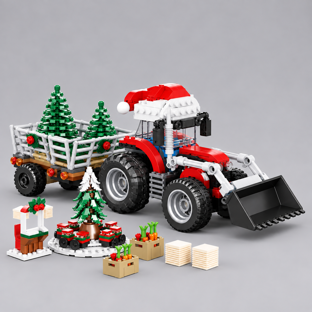 Kerst tractor | Bouwsteentjes