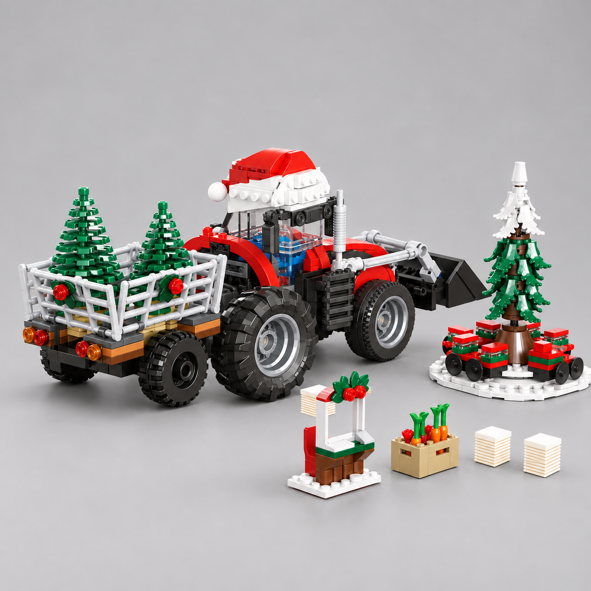 Kerst tractor | Bouwsteentjes