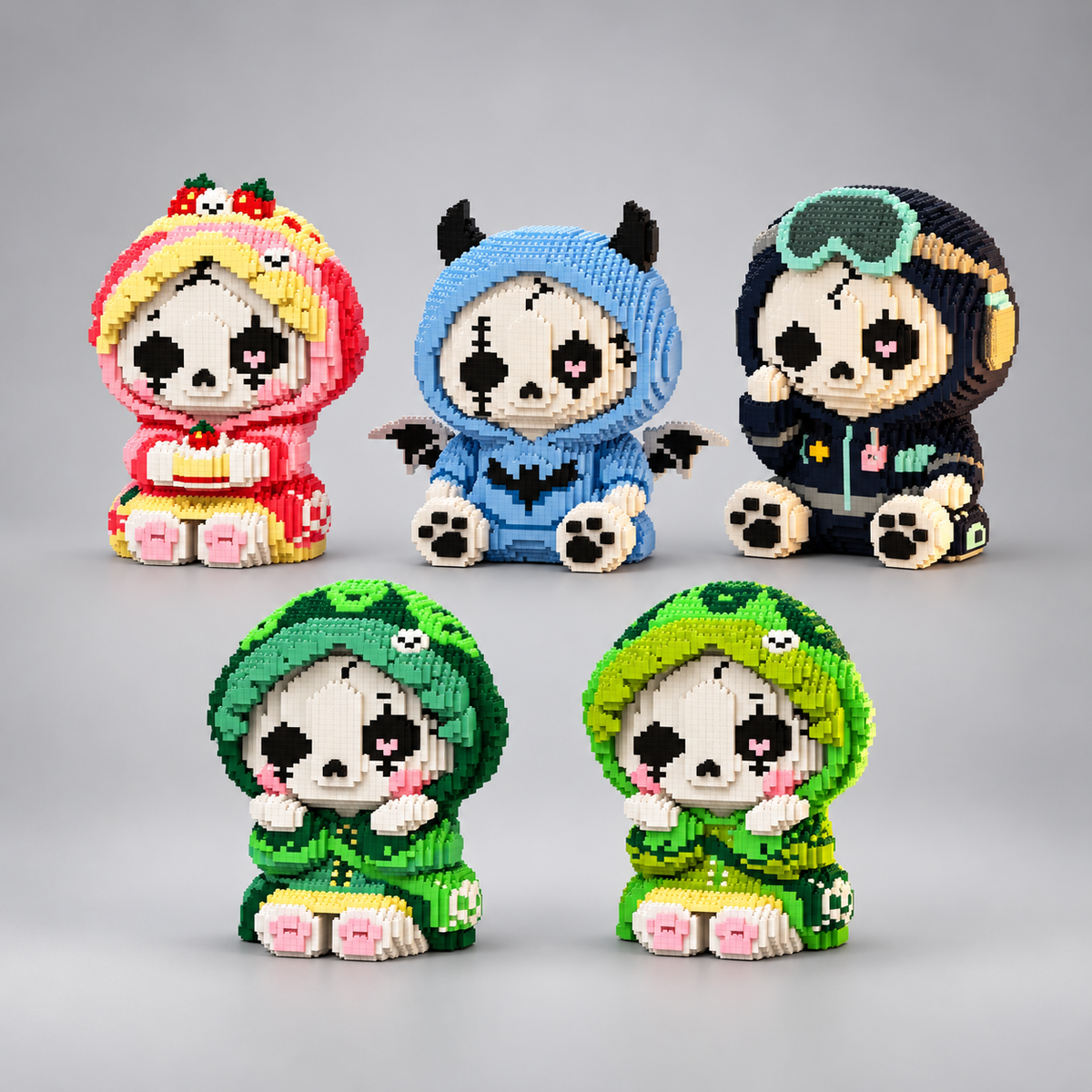 Halloween Panda's | Bouwsteentjes