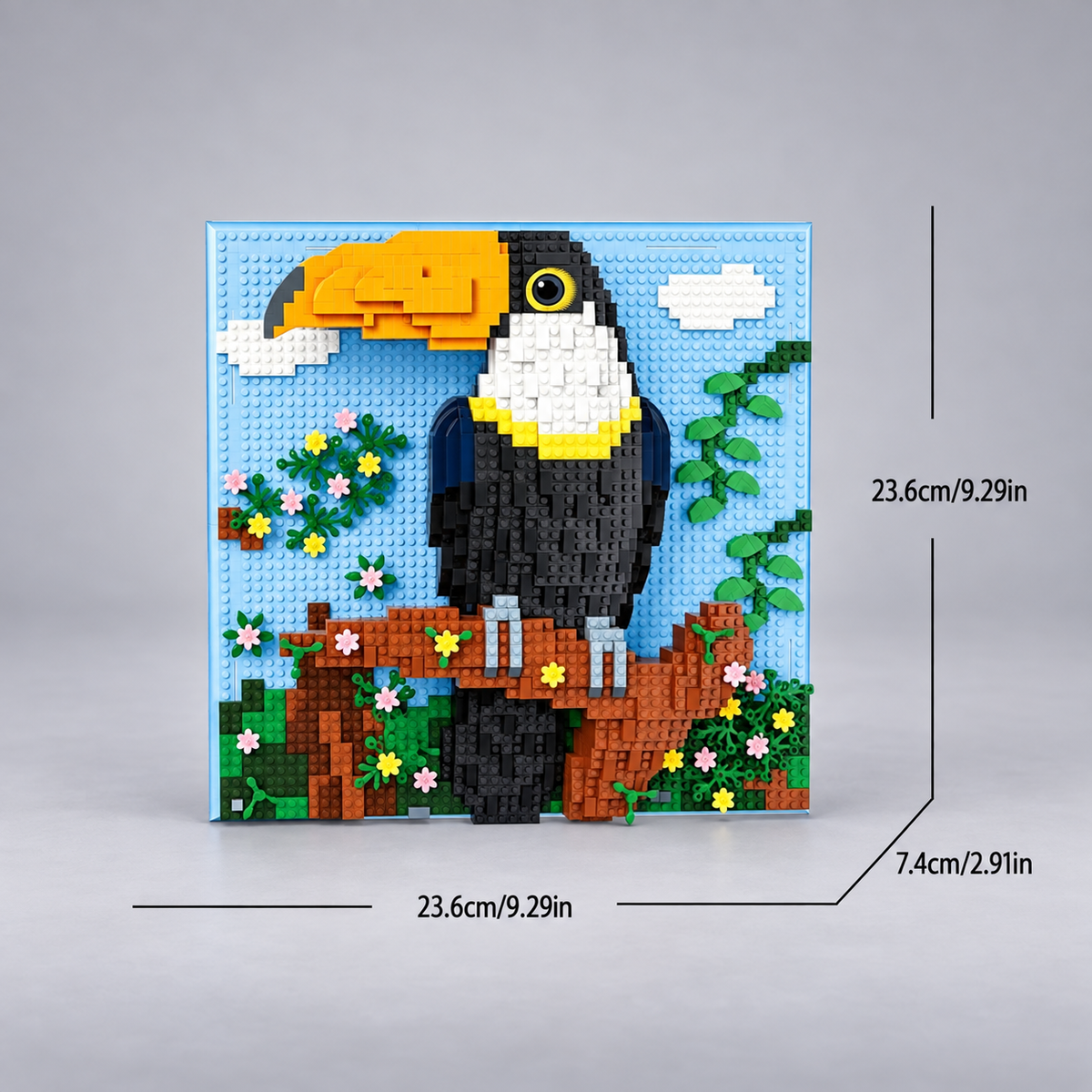 Toekan op 3d schilderij | Bouwsteentjes