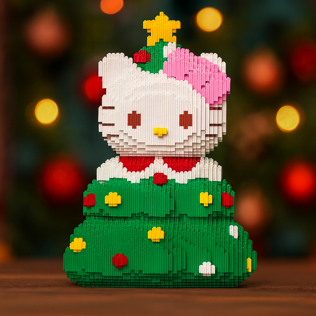 Kat in kerstboom | Bouwsteentjes