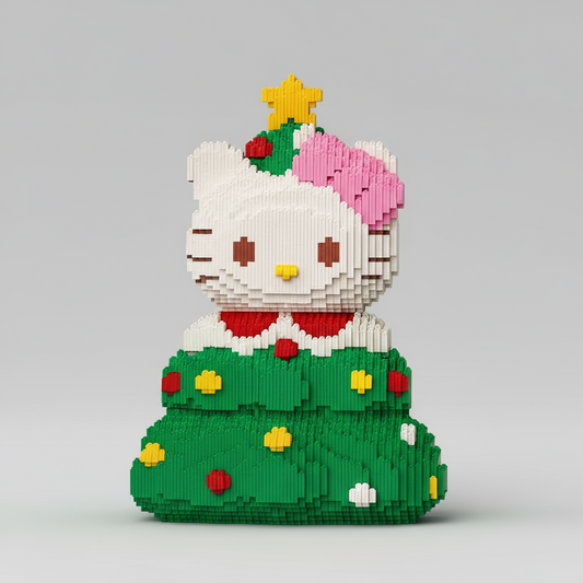 Kat in kerstboom | Bouwsteentjes