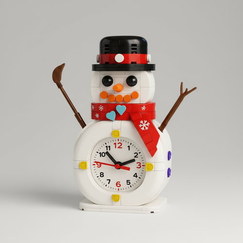 Sneeuwpop klok | Bouwsteentjes