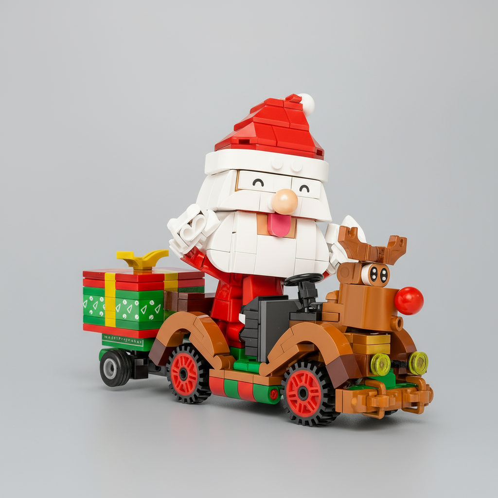 Kerstman op auto | Bouwsteentjes
