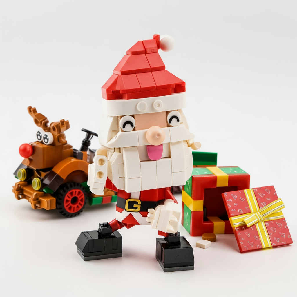 Kerstman op auto | Bouwsteentjes