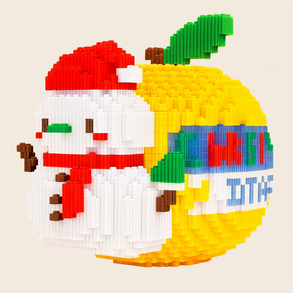 3D gele kerstappel | Bouwsteentjes