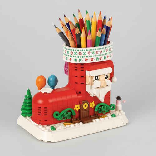 Kerst schoen pennenhouder | Bouwsteentjes