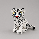 Zittende witte tijger | Bouwsteentjes