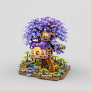 Paars boomhuis | Bouwsteentjes
