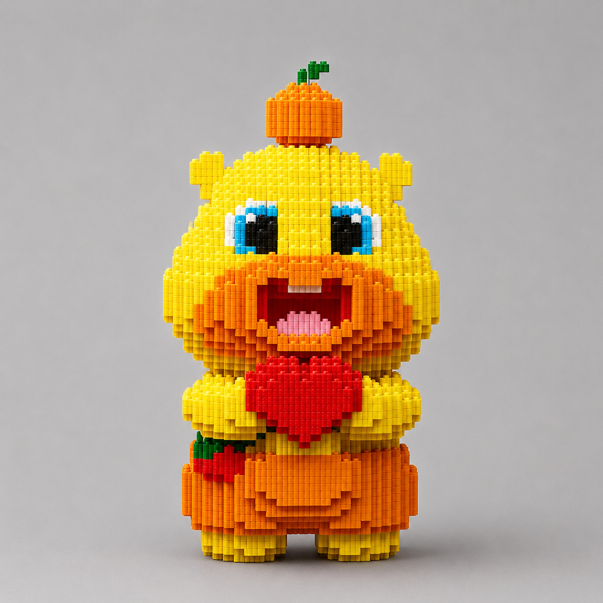 Gele teddybeer met hart | Bouwsteentjes