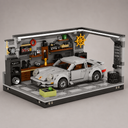 Grijze auto in garage | Bouwsteentjes