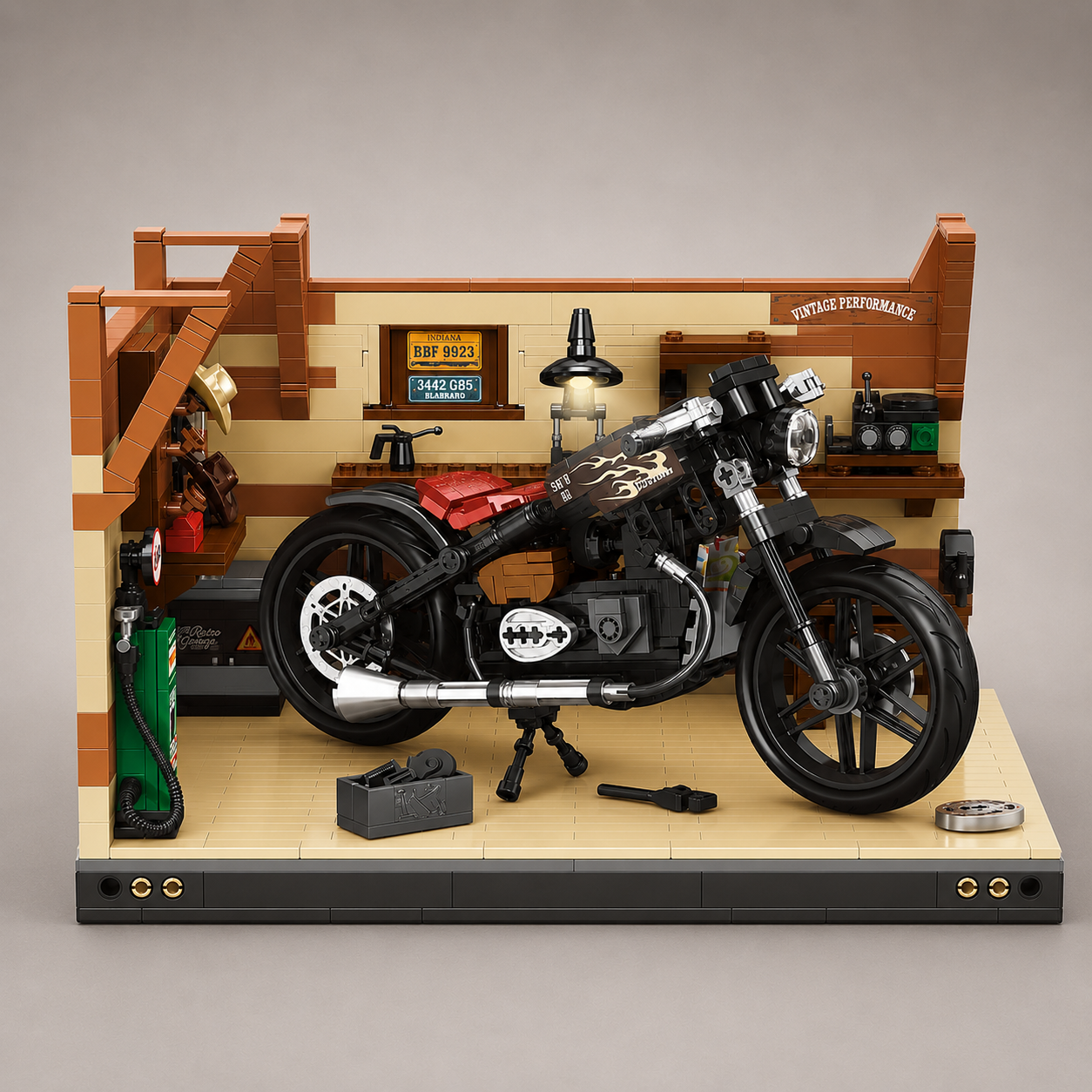 Motor in garage | Bouwsteentjes