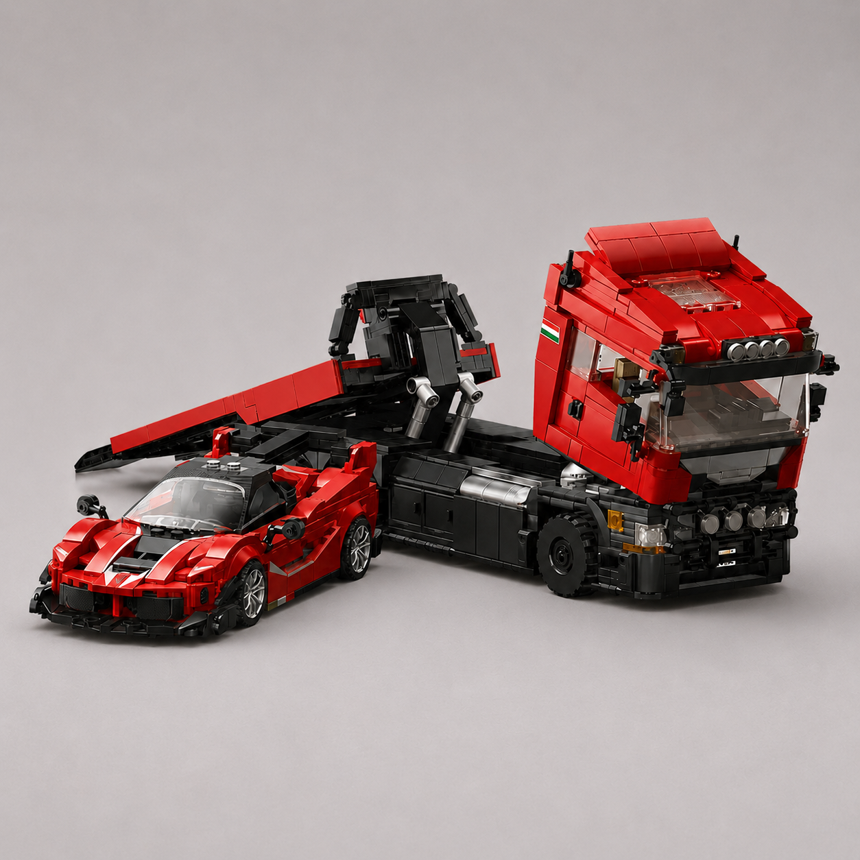 Truck Transporter met Trailer | Bouwsteentjes