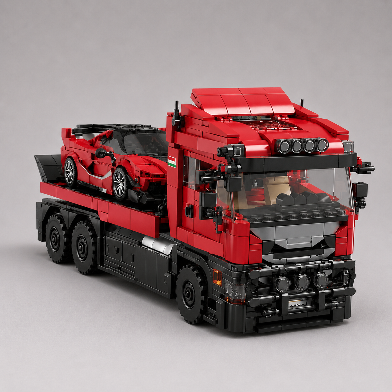 Truck Transporter met Trailer | Bouwsteentjes