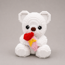 Witte beer met boeket | Bouwsteentjes