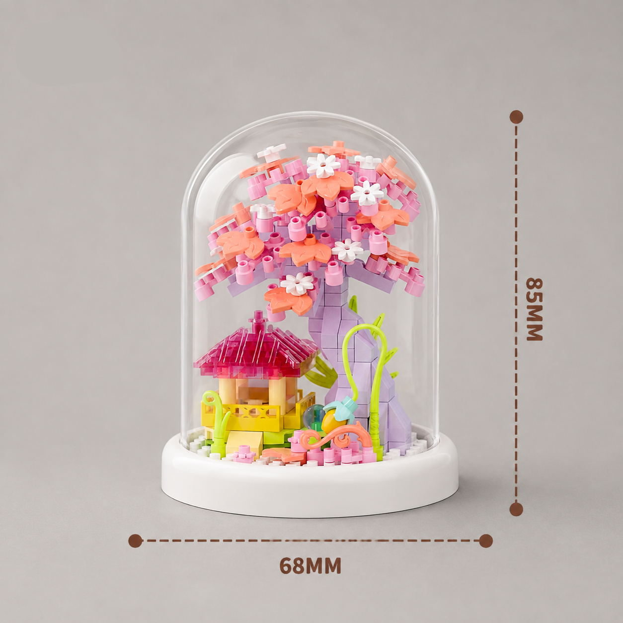 Roze boom in stolp | Bouwsteentjes