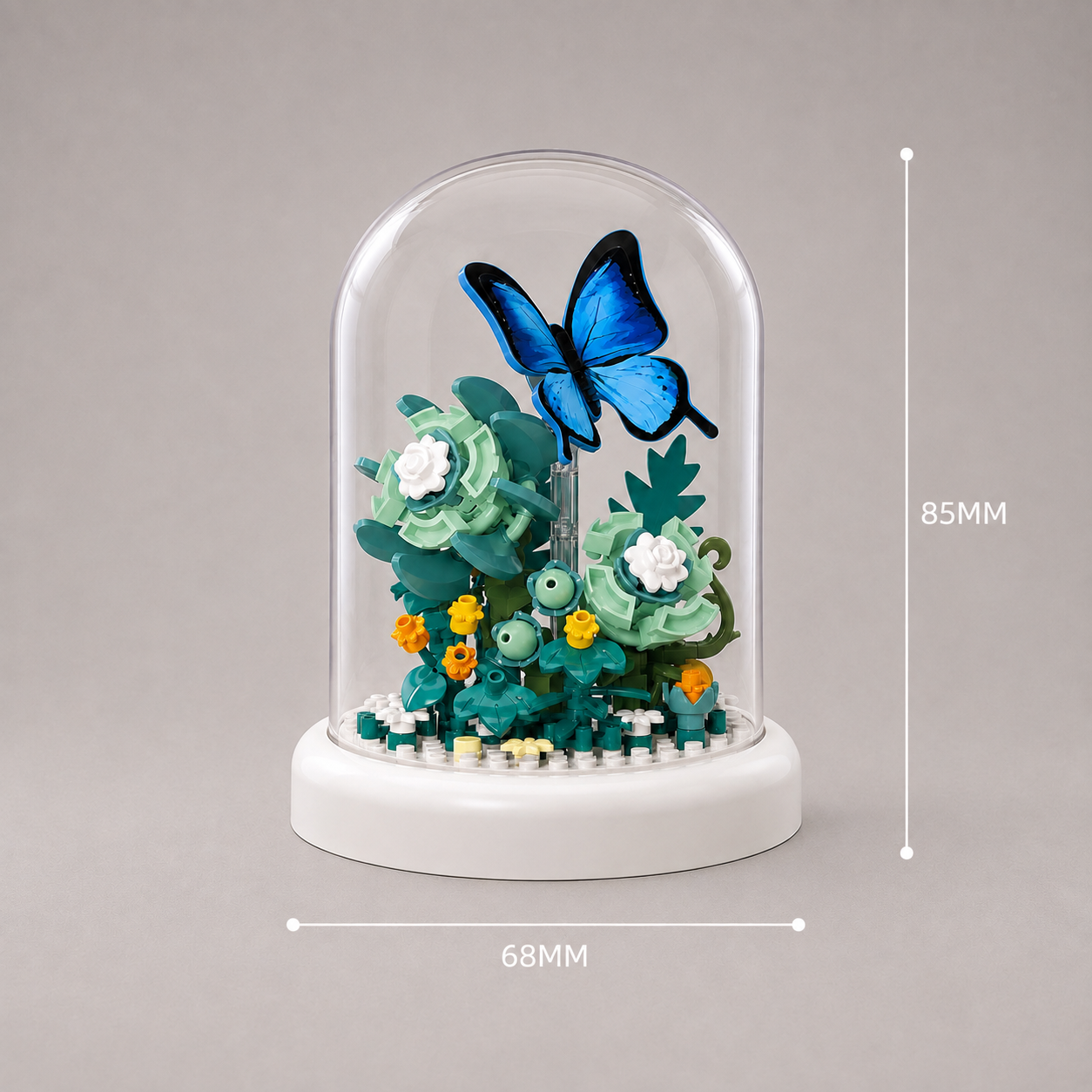 Blauwe vlinder in stolp | Bouwsteentjes