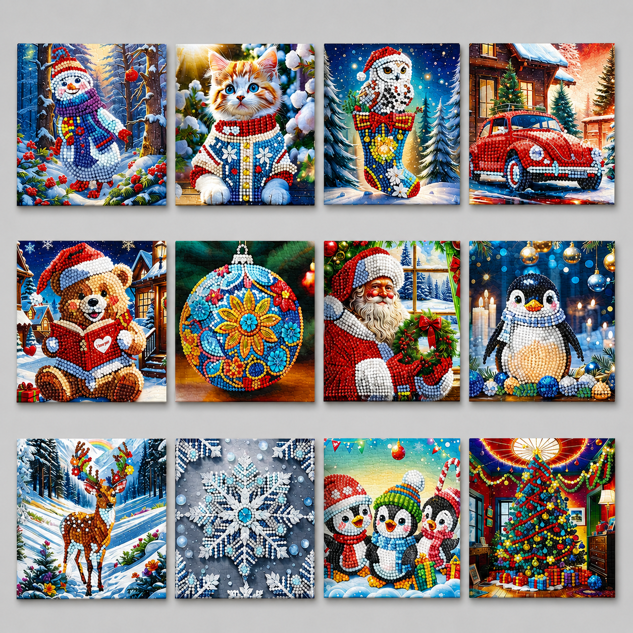 Kerstkaarten  | 12 stuks | Diamond Painting