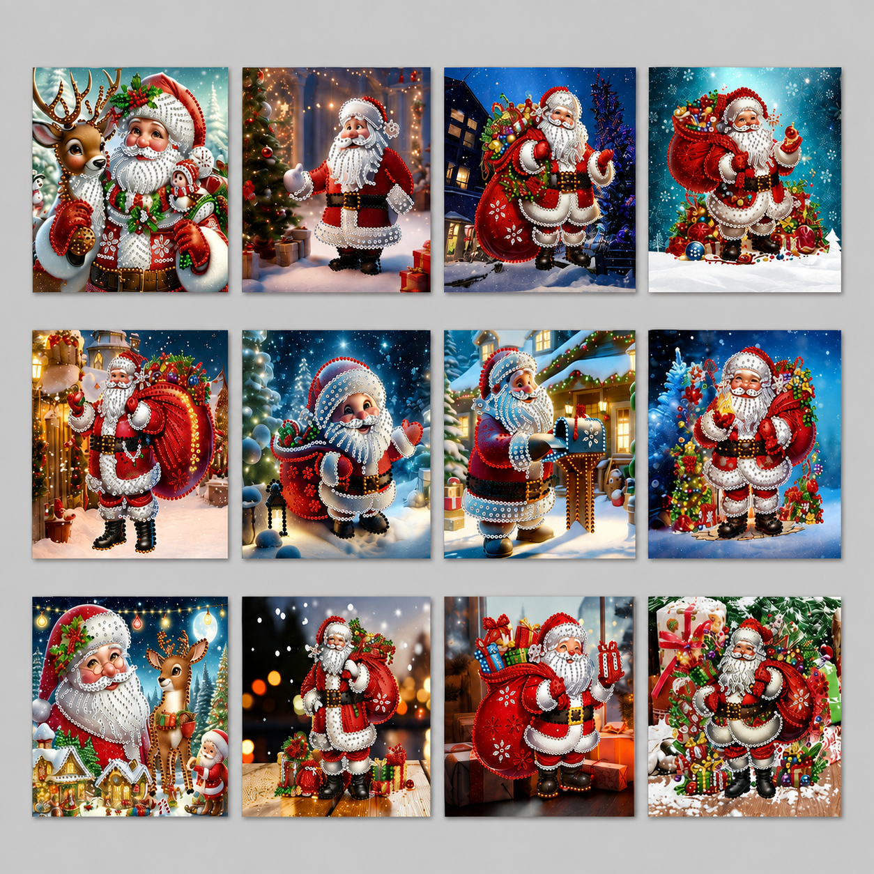 Kerstman Kerstkaarten | 12 stuks | Diamond Painting
