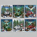 Kerstkaarten Set met Vintage Auto’s | 6 stuks | Diamond Painting