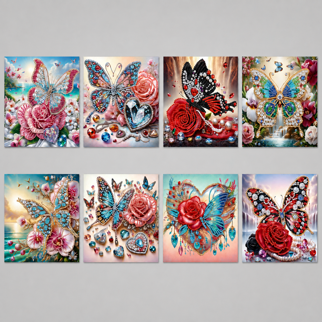 Vlinder kaarten | 8 stuks | Diamond Painting