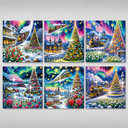 Kleurrijke kerstkaarten  | 6 stuks | Diamond Painting