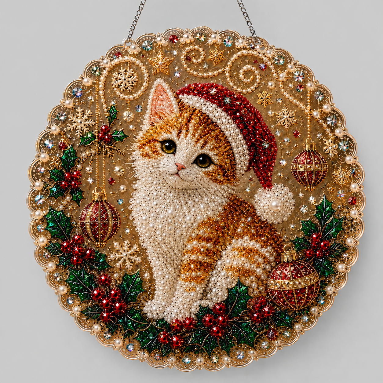 Kerst hanger | Kat | Diamond painting