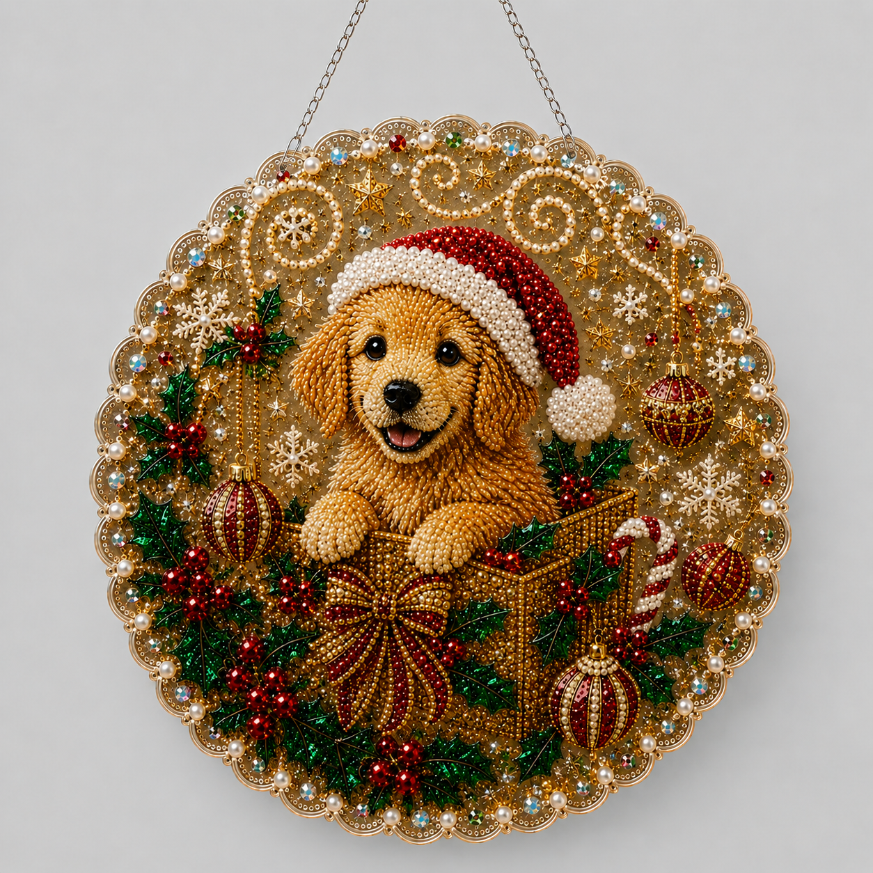 Kerst hanger | Hond | Diamond painting