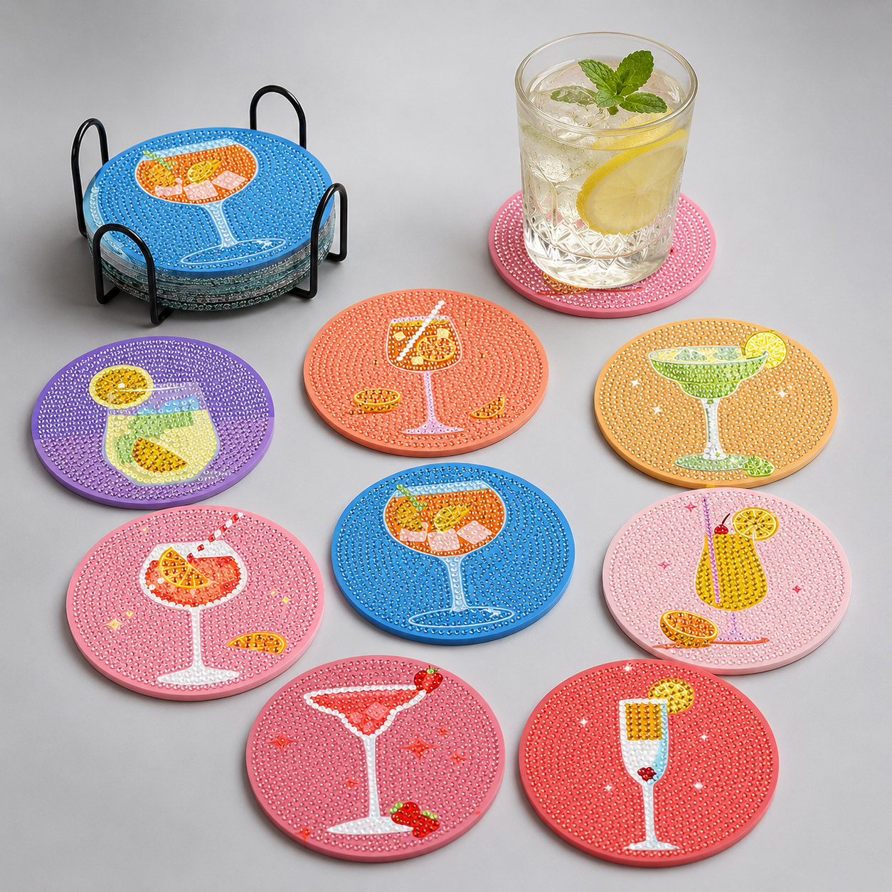 Kleurrijke Cocktail Onderzetters | Diamond Painting
