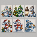 Sneeuwpop kaarten | 6 stuks | Diamond Painting
