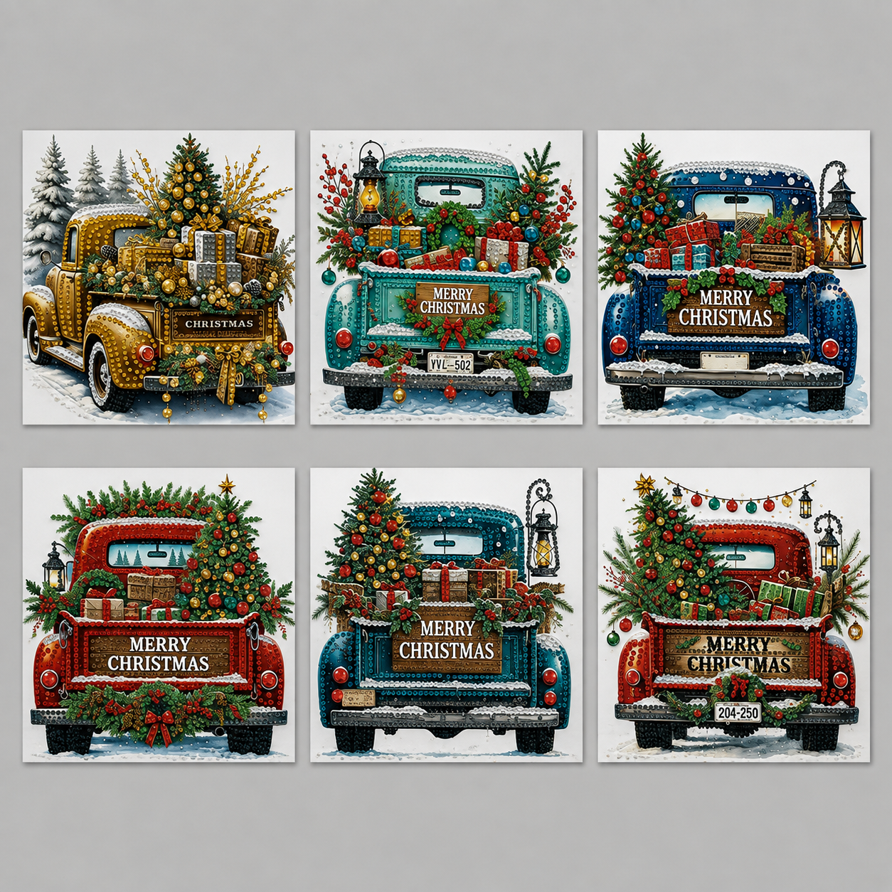 Kerst auto | 6 stuks | Diamond Painting