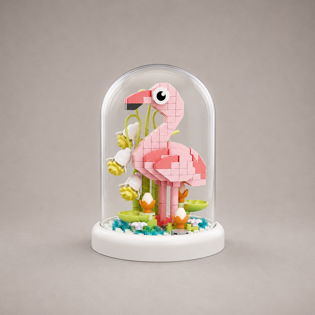 Flamingo in stolp | Bouwsteentjes