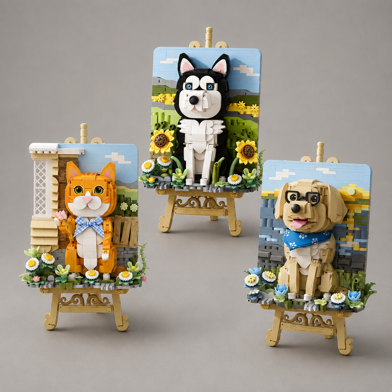 Hond op 3d schilderij | Bouwsteentjes