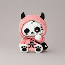 Panda in roze hoodie | Bouwsteentjes