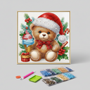 Beer met kerstmuts | Diamond painting